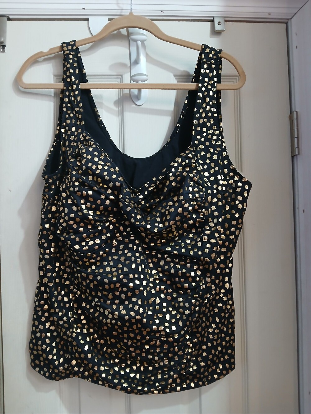 Swimsuits For All Tankini Top Black Gold Size 26 Ruched Twist Supportive Swim